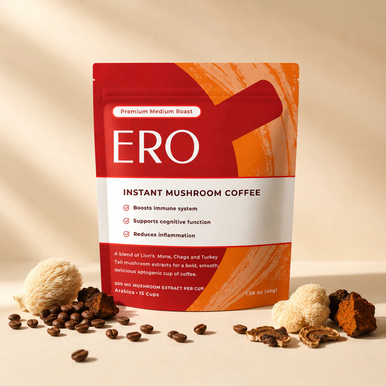 ERO Instant Mushroom Coffee: Lion’s Mane, Chaga & Turkey Tail